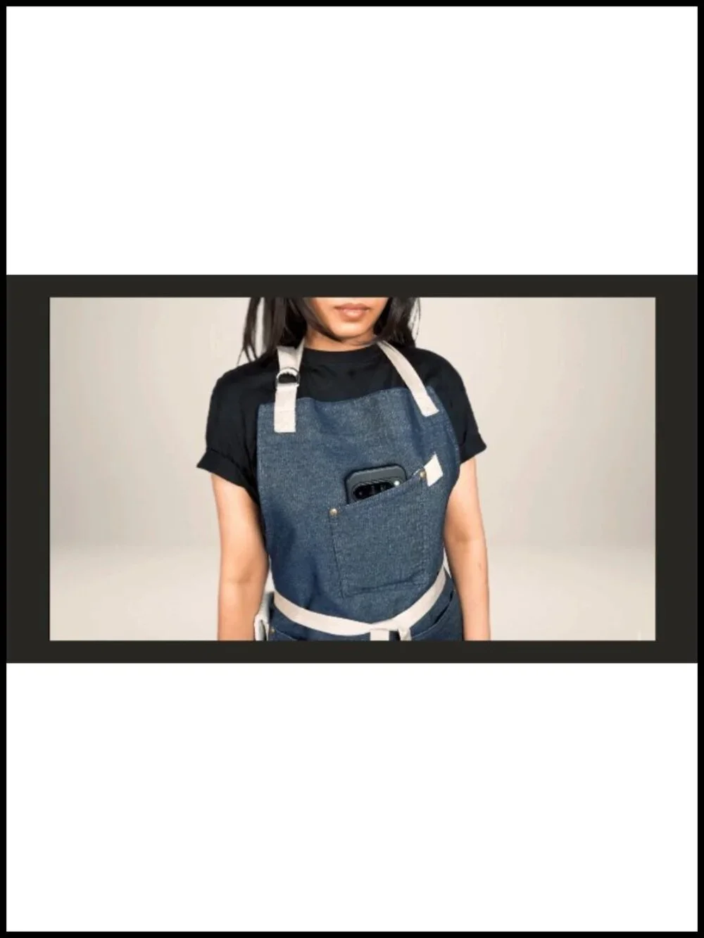 100% Cotton Denim Chef Apron with Terry Towel and 3 Pockets
